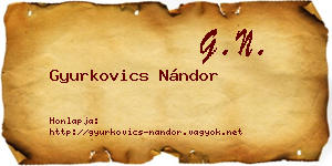 Gyurkovics Nándor névjegykártya